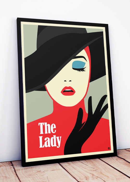 The Lady by 3xL - Black frame on floor - Latex Fetish Vector Art Poster