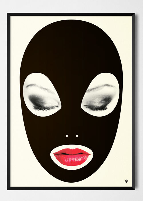 Latex Hood II by 3xL - Black frame - Latex Fetish Vector Art Poster