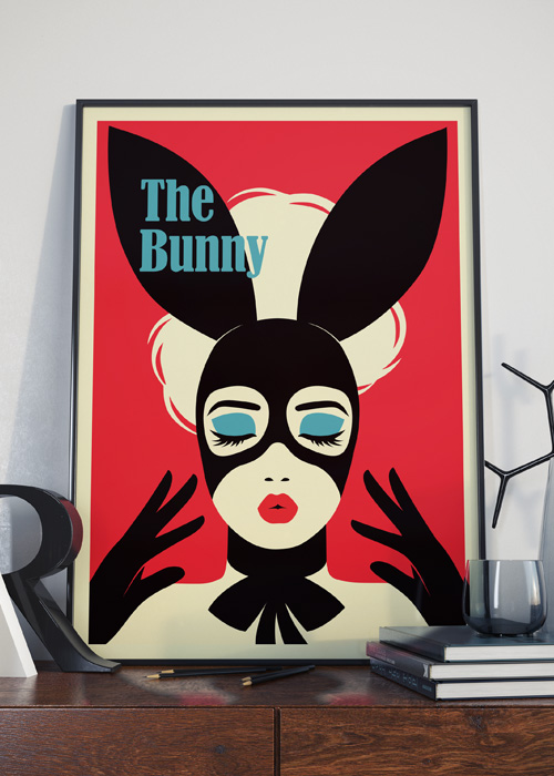 The Bunny by 3xL - Framed - Latex Bunny Girl Vector Art Poster